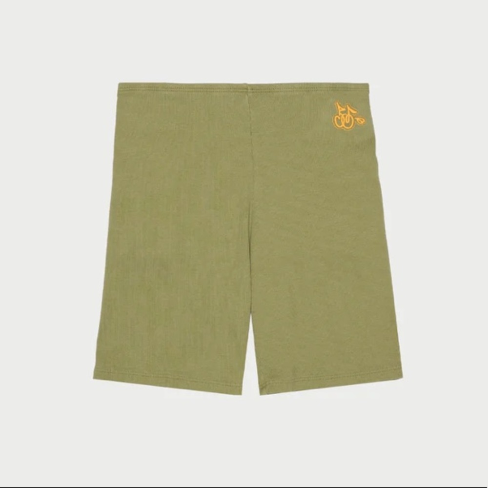Cherry LA Olive Green Athletic Bike Shorts with Yellow Logo